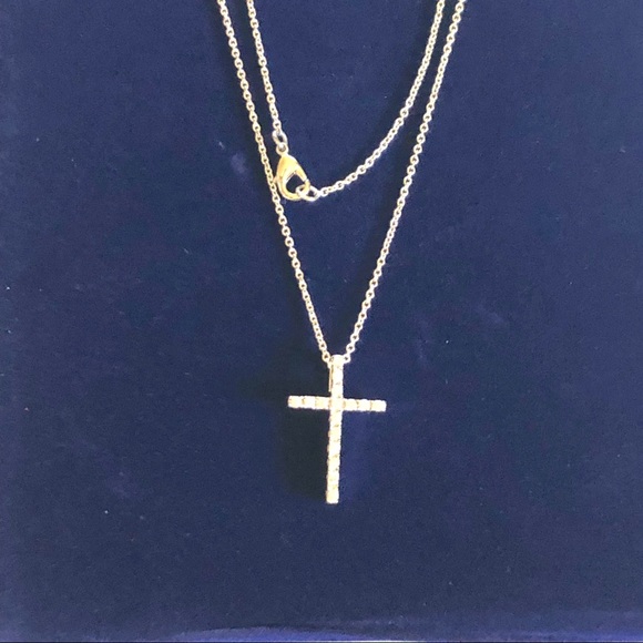 AAA CZ Diamond Cross Necklace 18” Gift Box - Picture 4 of 8